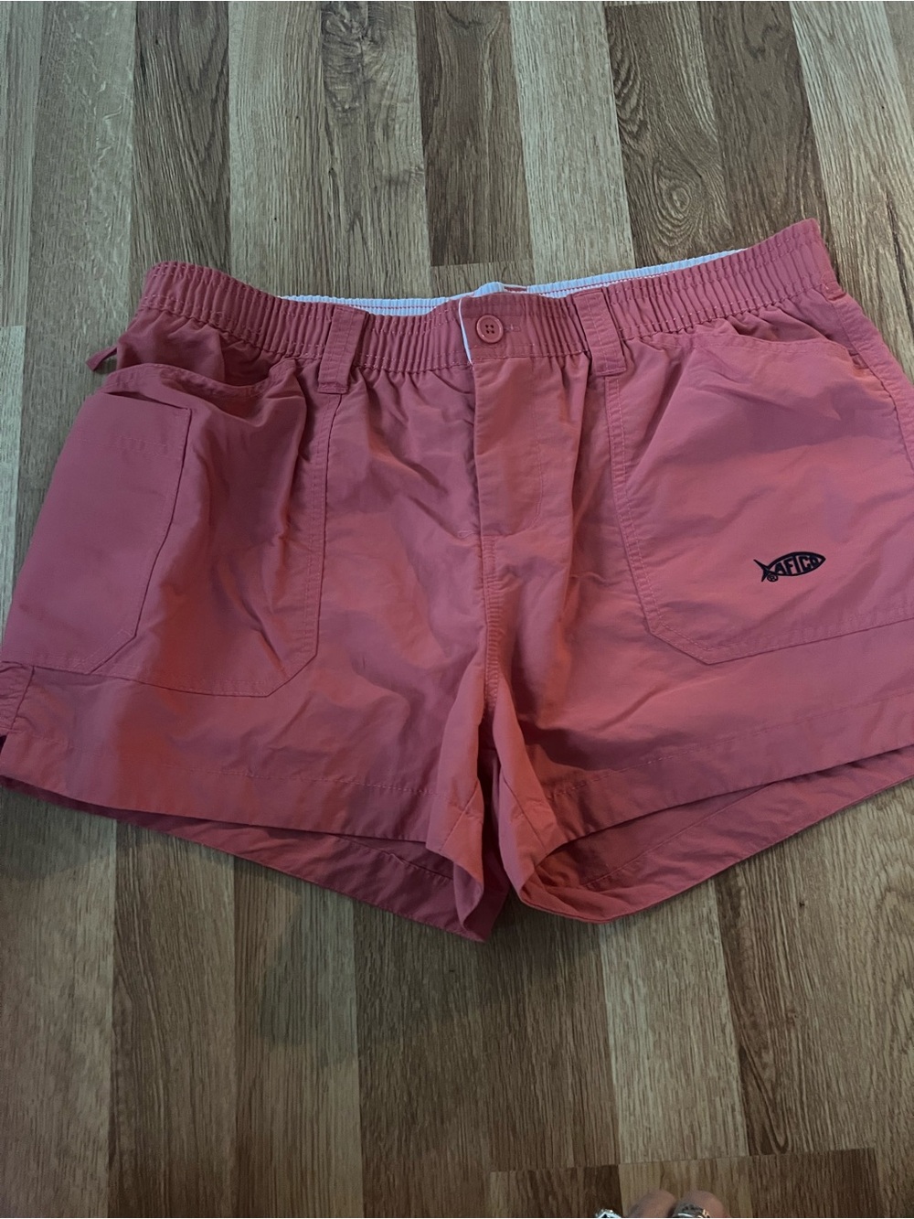 Womens Coral Pink Casual Elastic Waist Shorts